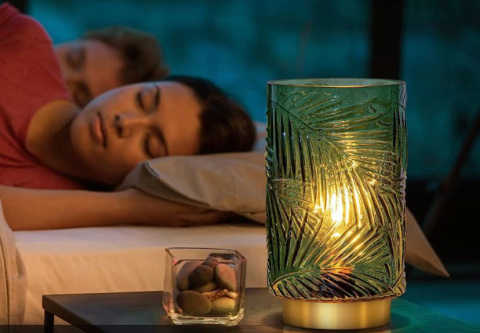 Lampa stołowa nocna zielona 21cm z timerem, bezprzewodowa z żarówka