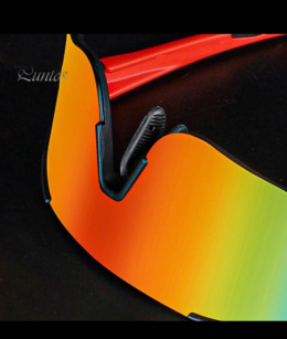 Okulary rowerowe sportowe zestaw etui +3 wymienne szkła czerwona oprawa polaryzacja