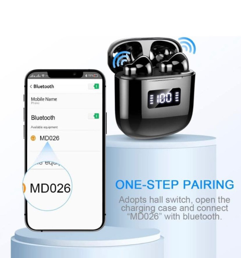 Słuchawki Bluetooth 5.3 z 4 mikrofonami, Bluetooth HiFi, LED, 25 godzin