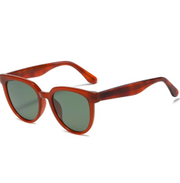 Spolaryzowane okrągłe okulary przeciwsłoneczne , brązowe , Outdoor Ochrona UV400 Rama w Craft Acetal, zestaw z etui i ściereczk
