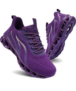 TIAMOU Damskie buty do biegania Walking Athletic tenisowe antypoślizgowe lekkie, oddychające buty, fioletowe 36 EU