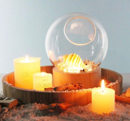 Wazon, podświetlany wazon na kwiaty ze szkła i drewna z LED i timerem