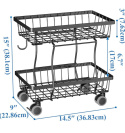Wielofunkcyjny kosz 2-poziomowy, metalowy, zdejmowany stojak na warzywa, kółka