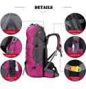 Wodoodporny lekki plecak turystyczny 60L z osłoną przeciwdeszczową, outdoorowy sportowy plecak podróżny do wspinaczki na kemping