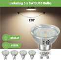 Gr4tec Reflektor sufitowy 5 żarówek LED GU10 Lampa sufitowa 4000K