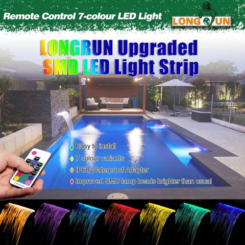 LONGUN Fontanna do basenu, ogrodowa Rgb LED, 90 cm kolorowe swiatlo
