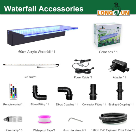 LONGUN Fontanna do basenu, ogrodowa Rgb LED, 90 cm kolorowe swiatlo