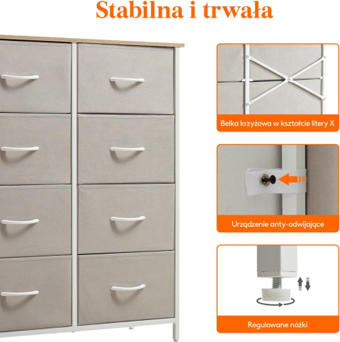 Lifewit Komoda Z Szufladami Drewniany Blat, stalowa rama