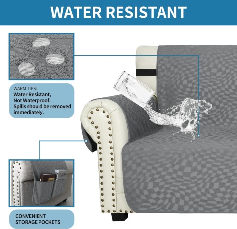 Pokrowiec na sofę Ystyle 2-osobową, antypoślizgowy z podłokietnikami,