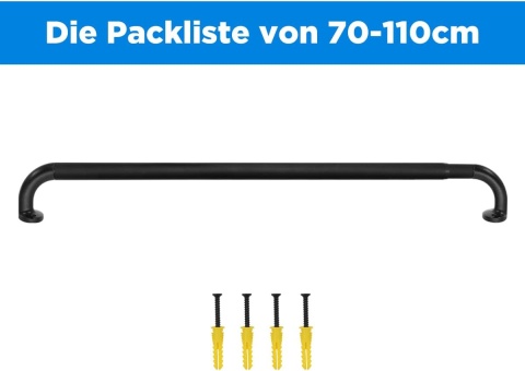 Qlfyuu Karnisz do zasłon zaciemniających, regulowany 70-110 cm czrny