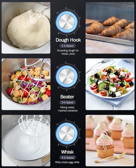 Robot kuchenny CHeflee 1800W elektryczny mikser 7,2L + akcesoria