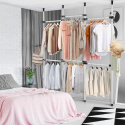 Teleskopowy system garderob teleskopowy z 6 drążkami na ubrania
