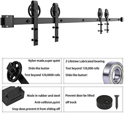 WINSOON 305 cm prowadnica do podwójnych drzwi przesuwnych, metal