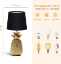 Aigostar lampka nocna, stołowa, ceramiczna lampa ananas, E14 36 cm