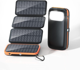 CONXWAN ładowarka solarna 26800 mAh, powerbank z 4 składanymi panelami