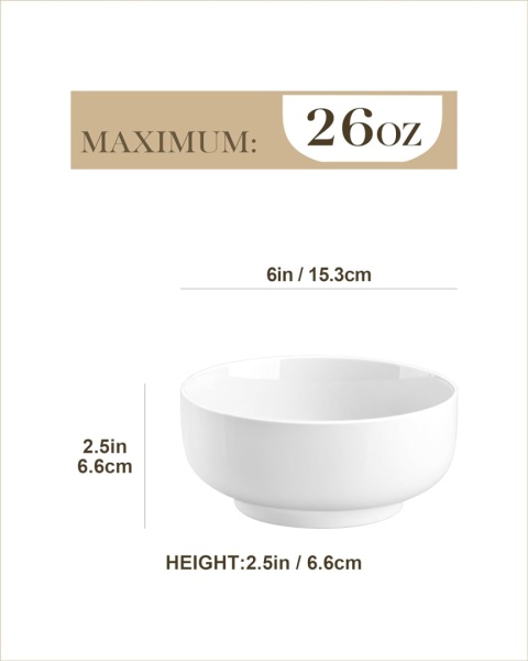 MALACASA Białe miski Zestaw 4 szt 800 ml Ceramiczne