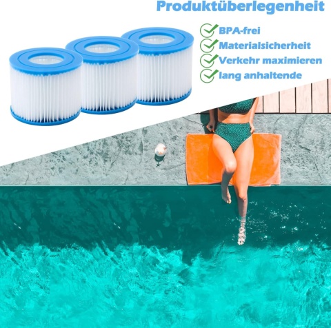 MaxEarn 8 szt. wymienny wkład filtrujący do basenu, jacuzzi 6-58323