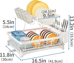 SAYZH Ociekacz do naczyń, zdejmowany 2-poziomowy stojak na naczynia