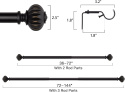 SZXIMU Karnisz wysuwany czarny 91-182 cm, karnisz z okrągłą końcówką SZXIMU Karnisz wysuwany czarny 91-182 cm, karnisz z okrągłą końcówką