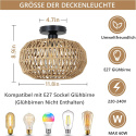 Stepeak Rattanowa lampa sufitowa do salonu, Vintage Boho