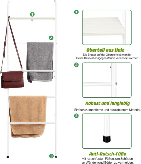 Wolnostojąca drabina na ręczniki do łazienki, wieszak na ręczniki