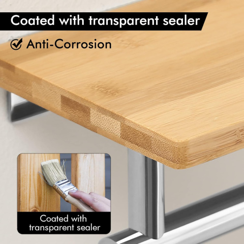 KES Uchwyt na papier toaletowy z półką bambusowa