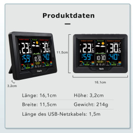 FanJu FJ3383C radiowa stacja pogodowa z czujnikiem zewnętrznym