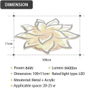 KAUCQI Lampa sufitowa 100 cm / 84 W, ściemniana, z pilotem 3000-6000 K