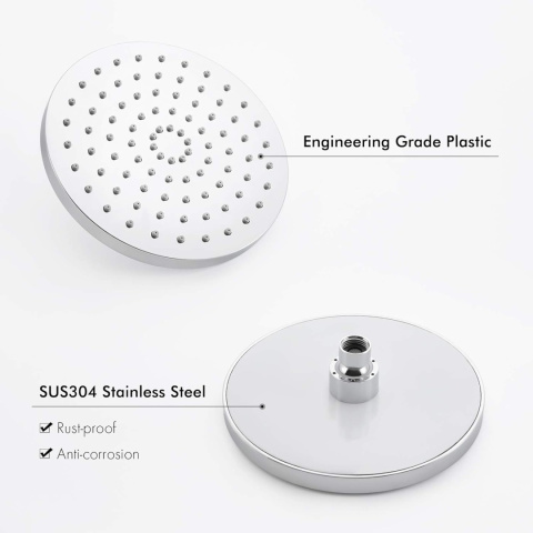 KES Głowica prysznicowa z deszczownicą 20 cm
