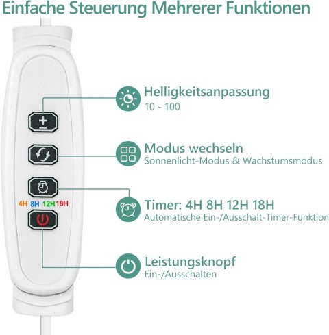 Diivoo Lampa LED do roślin pokojowych z programatorem