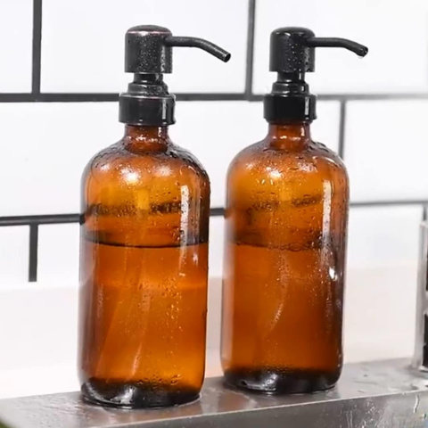 Dozownik mydła o pojemności 235 ml, 2 sztuki, dozownik na płyn szklany Dozownik mydła o pojemności 235 ml, 2 sztuki, dozownik na płyn szklany