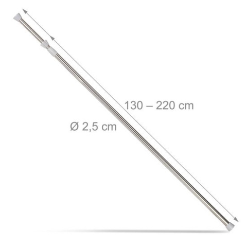 Wysuwany drążek, ze stali nierdzewnej, bez wiercenia 130 - 220 cm