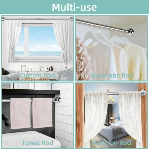 Wysuwany drążek, ze stali nierdzewnej, bez wiercenia 150- 290 cm