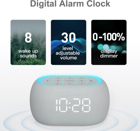 ANJANK Budzik radiowy z głośnikiem Bluetooth Hi-Fi, 7 kolorów, radio ANJANK Budzik radiowy z głośnikiem Bluetooth Hi-Fi, 7 kolorów, radio