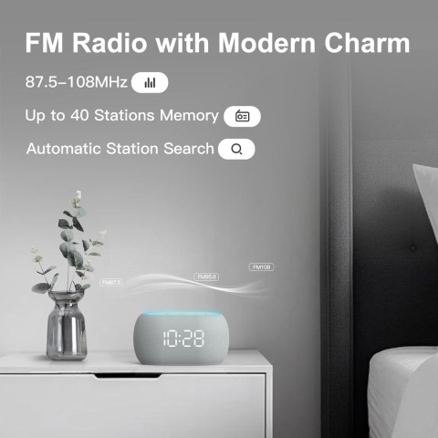 ANJANK Budzik radiowy z głośnikiem Bluetooth Hi-Fi, 7 kolorów, radio ANJANK Budzik radiowy z głośnikiem Bluetooth Hi-Fi, 7 kolorów, radio