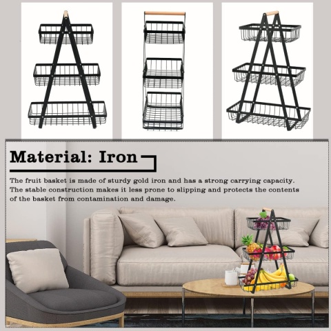 Adipn 3-poziomowy kosz na owoce, warzywa, pieczywo