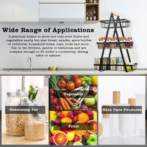 Adipn 3-poziomowy kosz na owoce, warzywa, pieczywo