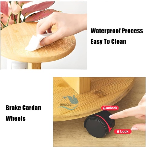 Bambusowy stojak na rośliny wewnętrzne, z kółkami, 5 poziomów kwietnik