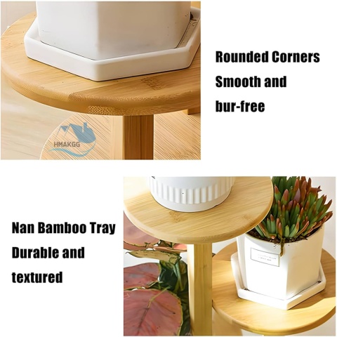 Bambusowy stojak na rośliny wewnętrzne, z kółkami, 5 poziomów kwietnik