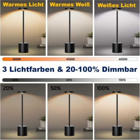 Bezprzewodowa lampa stołowa SLSMD, metalowa aluminiowa ściemnialna