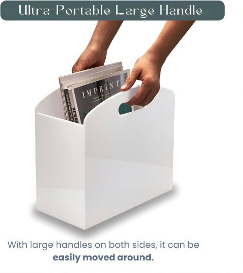 Biały stojak na czasopisma, ksiazki, zabawki - akrylowy