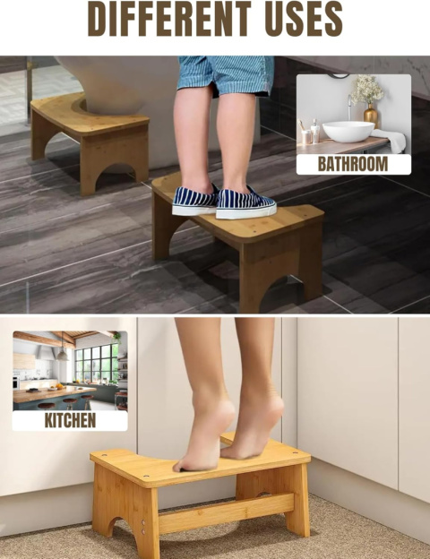 MAGIC SELECT Drewniany taboret toaletowy Ergonomiczny łazienkowy MAGIC SELECT Drewniany taboret toaletowy Ergonomiczny łazienkowy
