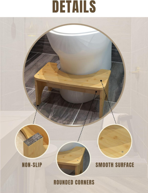 MAGIC SELECT Drewniany taboret toaletowy Ergonomiczny łazienkowy MAGIC SELECT Drewniany taboret toaletowy Ergonomiczny łazienkowy