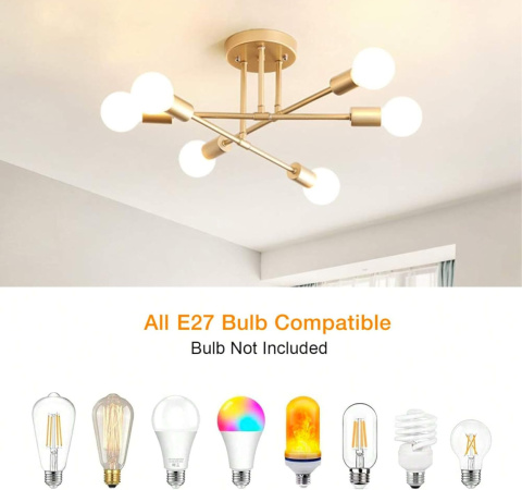 YHTlaeh Industrialny żyrandol sufitowy Nowoczesna lampa z żelaza 70cm