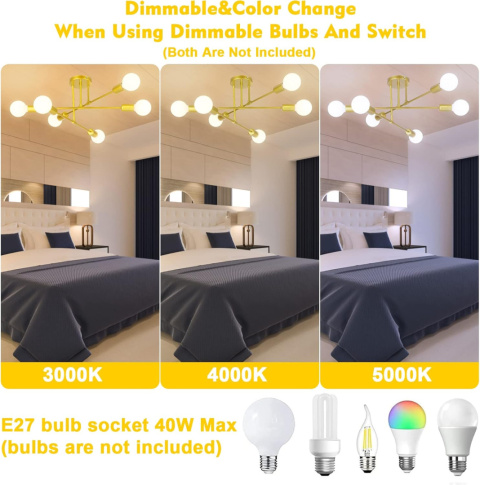 YHTlaeh Industrialny żyrandol sufitowy Nowoczesna lampa sufitowa