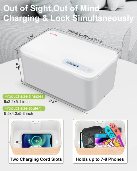 iDiskk Pojemnik z Blokadą Czasową, solidne Pudełko na telefon