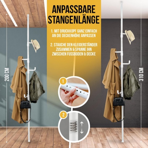 Bondelia Lisa wieszak na ubrania, teleskopowy drążek , bez wiercenia