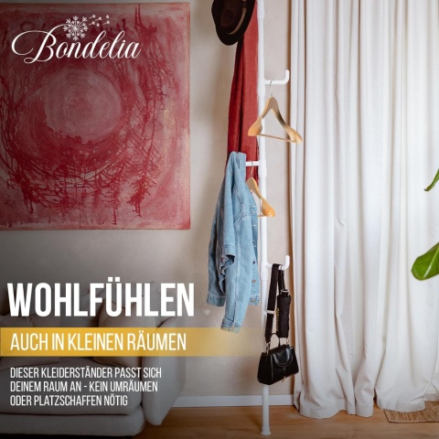 Bondelia Lisa wieszak na ubrania, teleskopowy drążek , bez wiercenia
