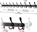 Dseap Naścienny wieszak na ubrania, 10 potrojnych haczyków wytrzymały