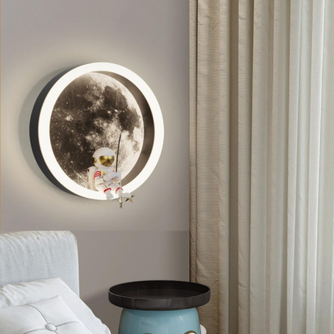 Dziecięca lampa ścienna, nowoczesna lampa astronauta na ksiezycu
